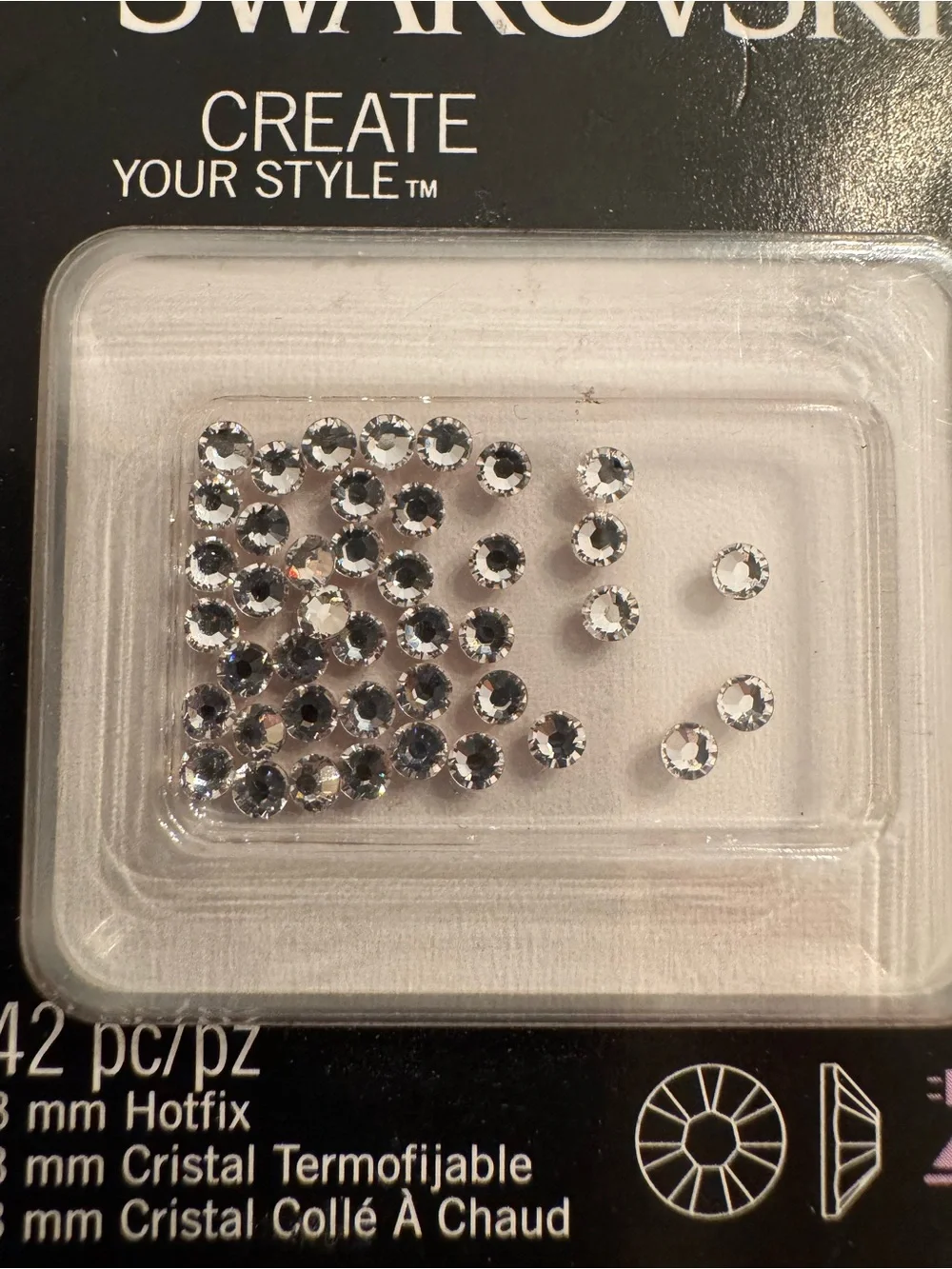Swarovski 3mm Clear Crystals Hotfix Iron-On Flat Back 2 Packs 84 Pieces NOS